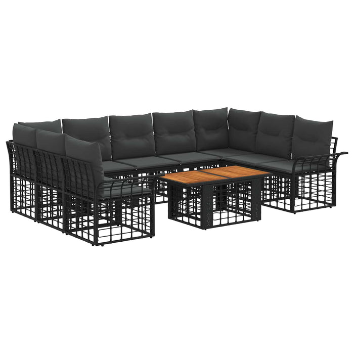 Set de canapele pentru grădină 10 buc. Negru și gri închis WALTI