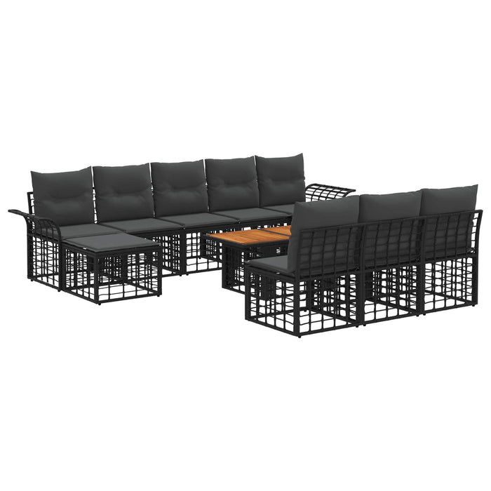 Set de canapele pentru grădină 11 buc. Negru și gri închis WALTI