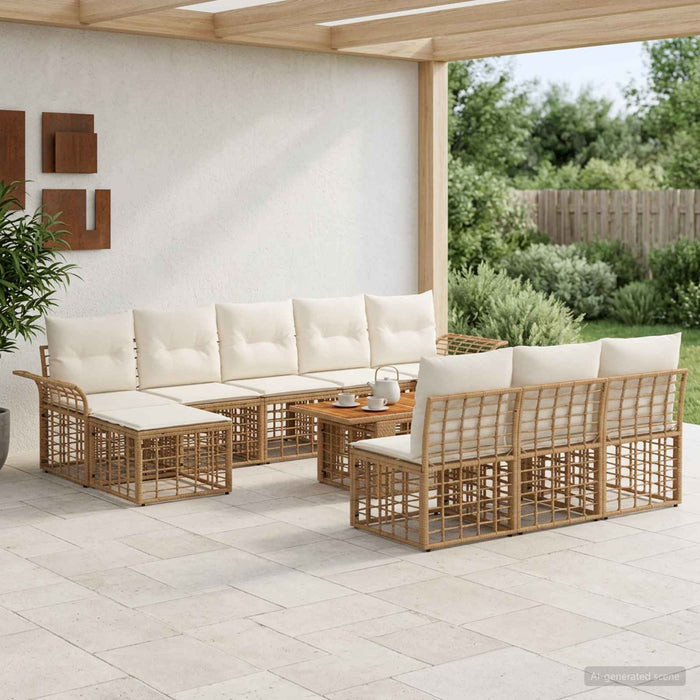 Set de canapele pentru grădină 11 buc. Alb Natural și Crem WALTI