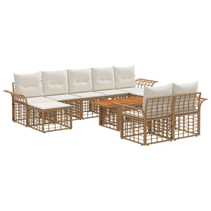 Set de canapele pentru grădină 10 buc. Alb Natural și Crem WALTI