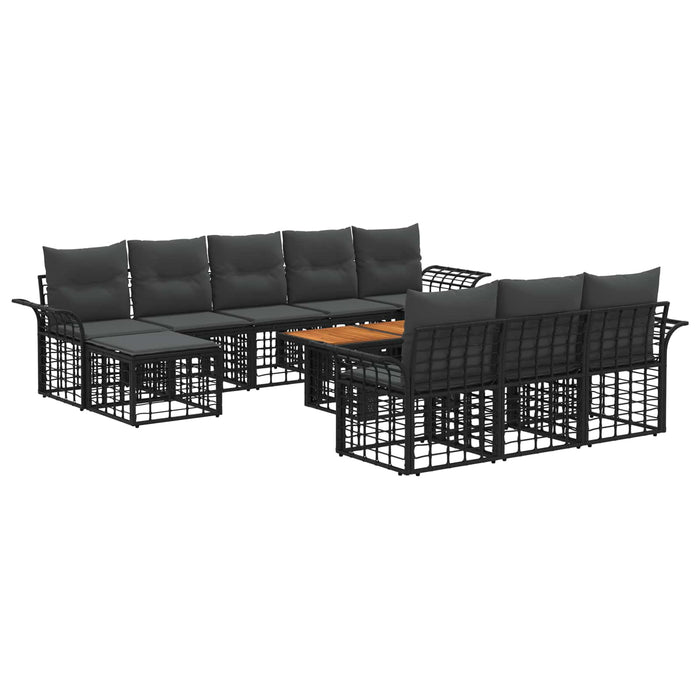 Set de canapele pentru grădină 11 buc. Negru și gri închis WALTI