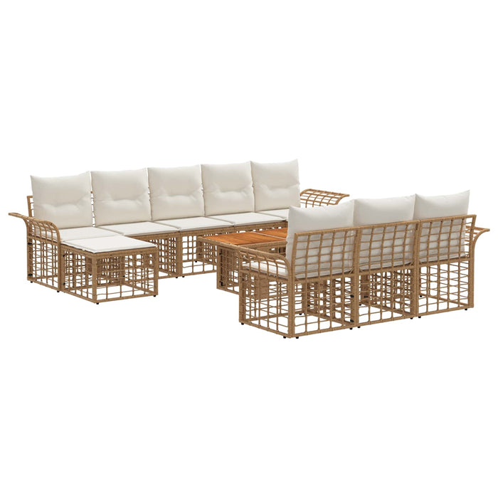 Set de canapele pentru grădină 11 buc. Alb Natural și Crem WALTI
