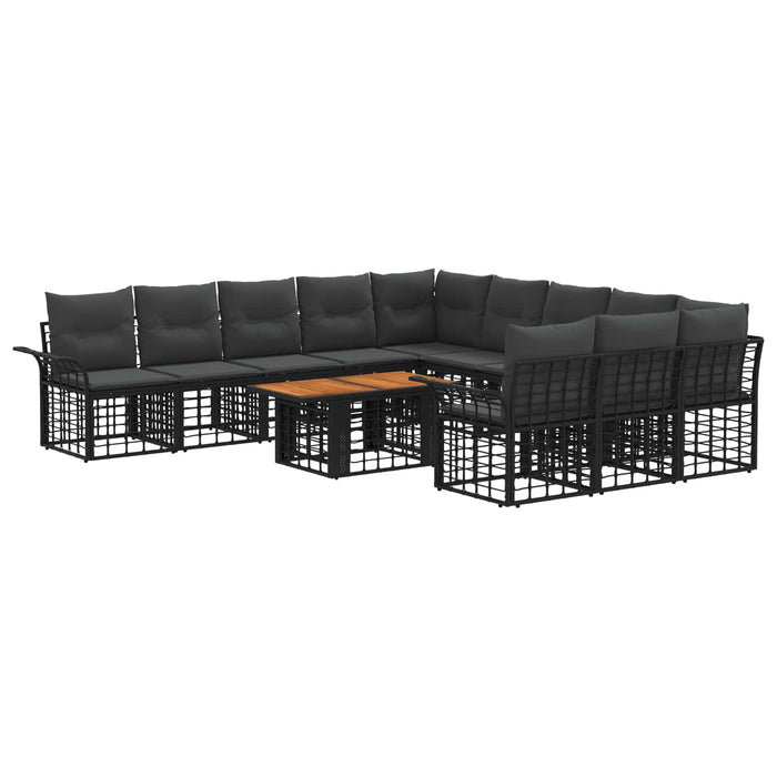 Set de canapele pentru grădină 12 buc. Negru și gri închis WALTI