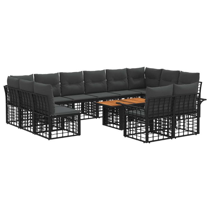 Set de canapele pentru grădină 13 buc. Negru și gri închis WALTI