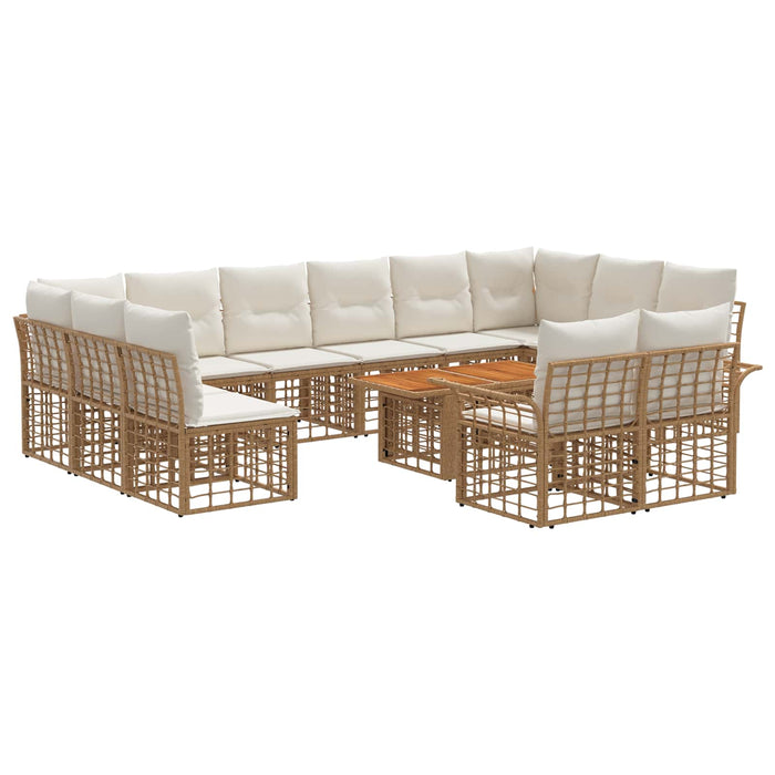 Set de canapele pentru grădină 13 buc. Alb Natural și Crem WALTI