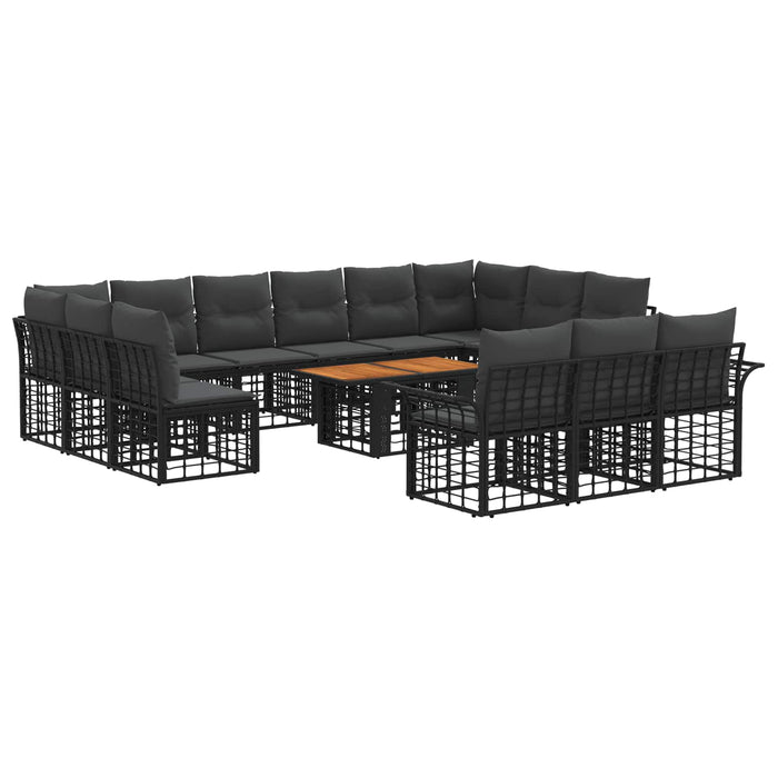 Set de canapele pentru grădină 14 buc. Negru și gri închis WALTI