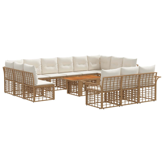 Set de canapele pentru grădină 14 buc. Alb Natural și Crem WALTI