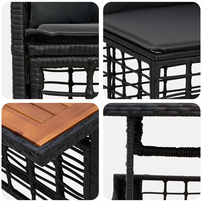 Set de canapele pentru grădină 13 buc. Negru și gri închis WALTI