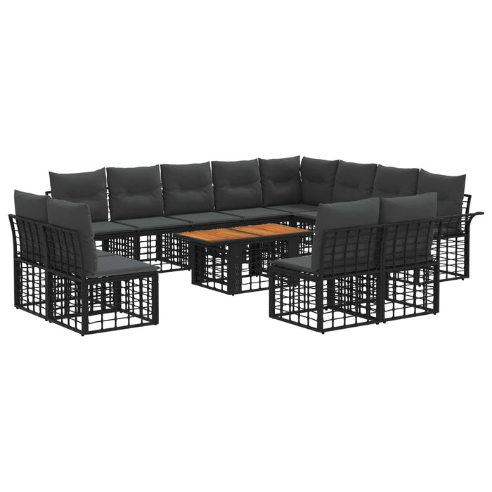Set de canapele pentru grădină 13 buc. Negru și gri închis WALTI
