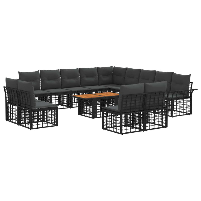 Set de canapele pentru grădină 14 buc. Negru și gri închis WALTI