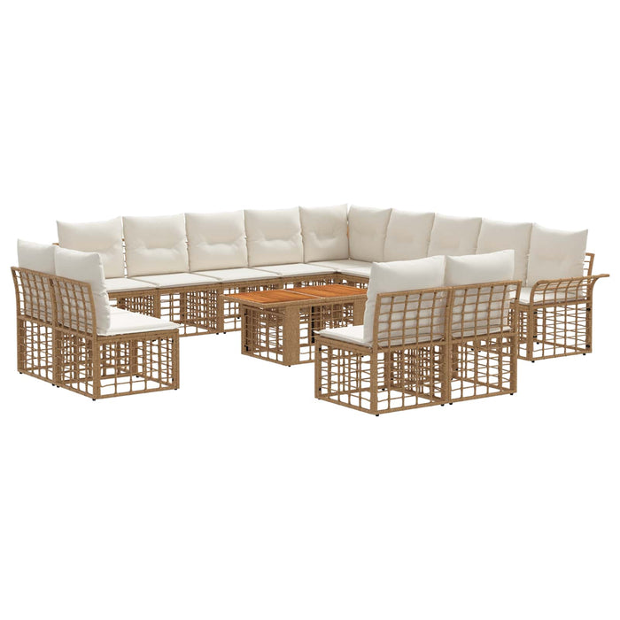 Set de canapele pentru grădină 14 buc. Alb Natural și Crem WALTI