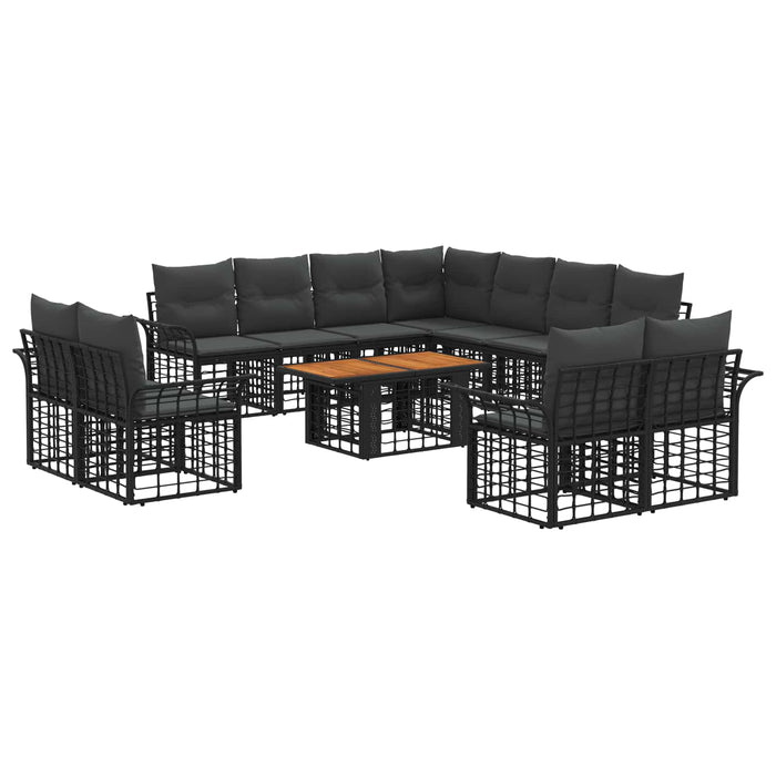 Set de canapele pentru grădină 12 buc. Negru și gri închis WALTI