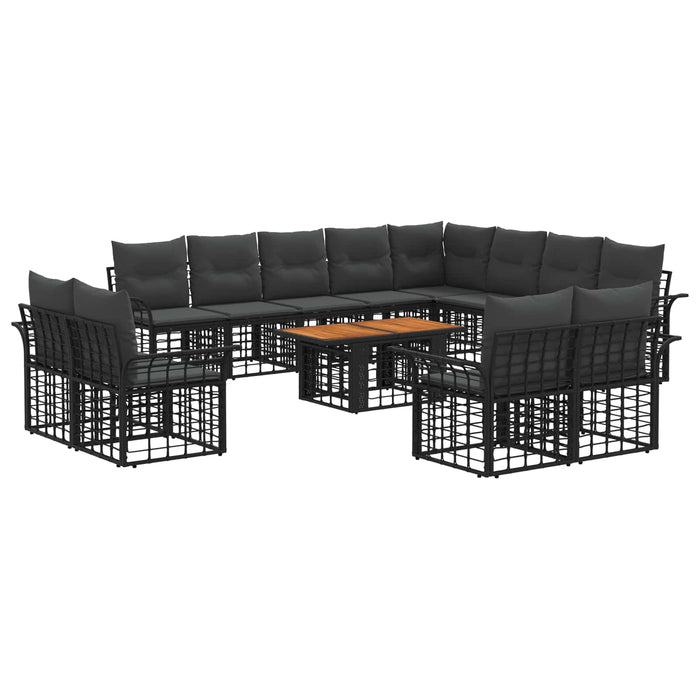 Set de canapele pentru grădină 13 buc. Negru și gri închis WALTI