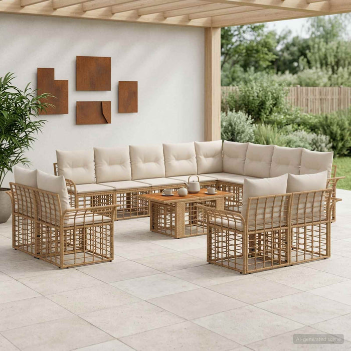Set de canapele pentru grădină 13 buc. Alb Natural și Crem WALTI