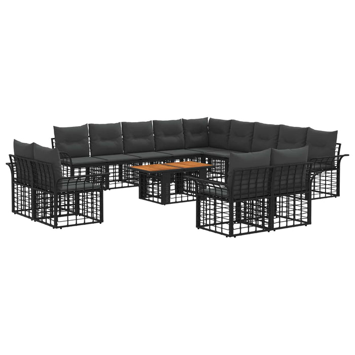 Set de canapele pentru grădină 14 buc. Negru și gri închis WALTI