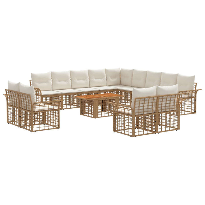 Set de canapele pentru grădină 14 buc. Alb Natural și Crem WALTI