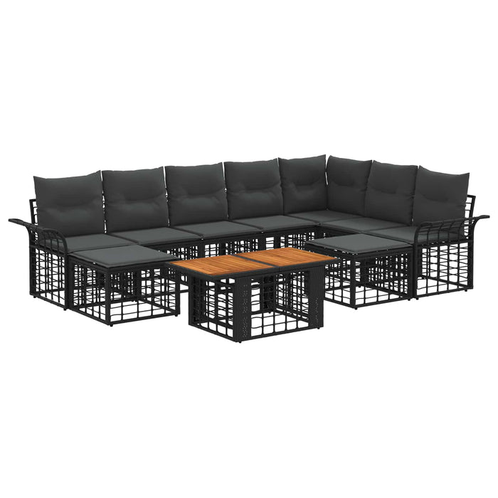 Set de canapele pentru grădină 10 buc. Negru și gri închis WALTI