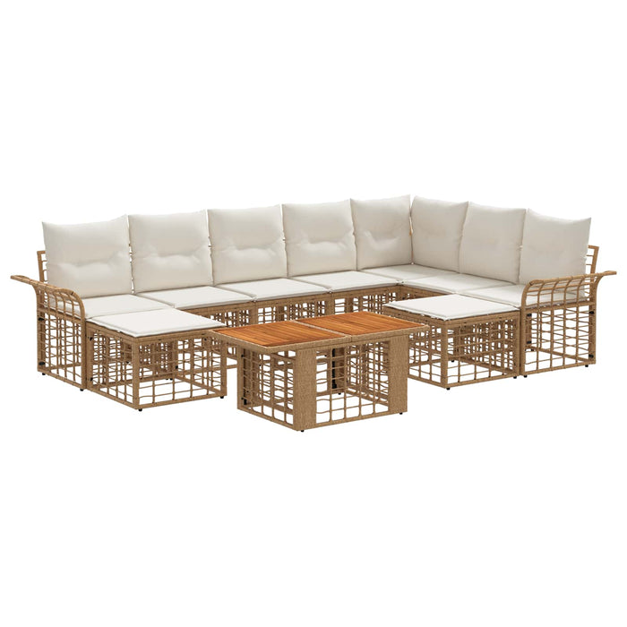 Set de canapele pentru grădină 10 buc. Alb Natural și Crem WALTI