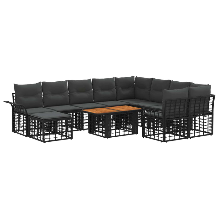 Set de canapele pentru grădină 11 buc. Negru și gri închis WALTI