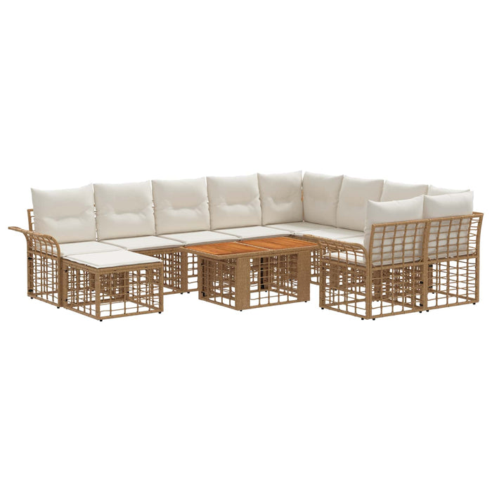 Set de canapele pentru grădină 11 buc. Alb Natural și Crem WALTI