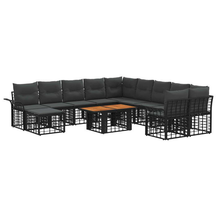 Set de canapele pentru grădină 12 buc. Negru și gri închis WALTI