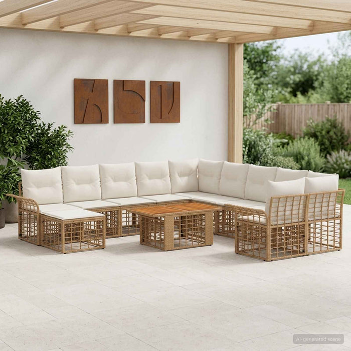 Set de canapele pentru grădină 12 buc. Alb Natural și Crem WALTI