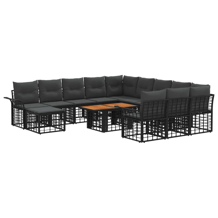 Set de canapele pentru grădină 13 buc. Negru și gri închis WALTI