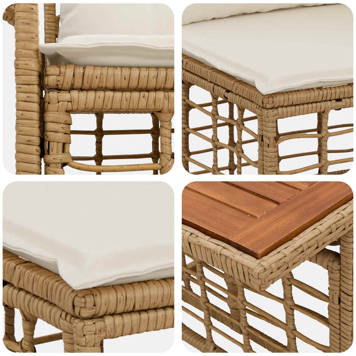 Set de canapele pentru grădină 13 buc. Alb Natural și Crem WALTI