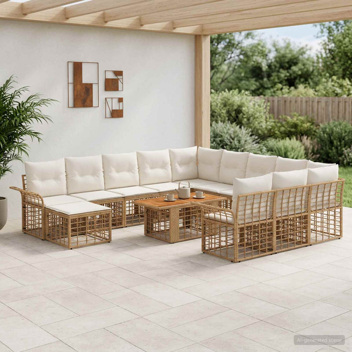 Set de canapele pentru grădină 13 buc. Alb Natural și Crem WALTI