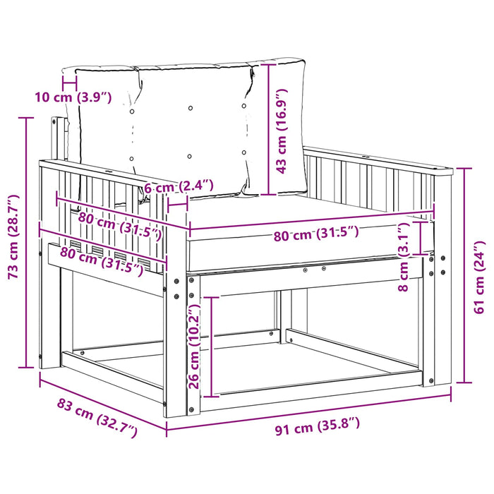 Canapea Medie pentru Exterior Lemn Solid de Acacia natural - WALTI WALTI