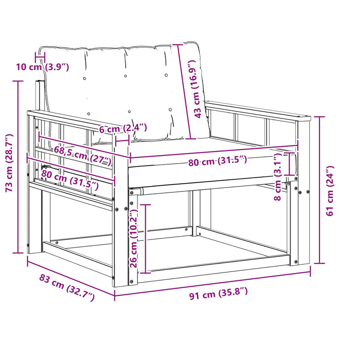 Set de canapele de exterior Lemn solid de Acacia și Textilene - WALTI WALTI