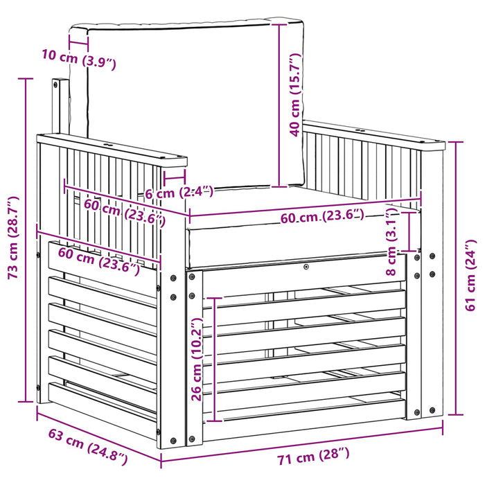 Canapea de exterior Lemn de acacia solid și poliester natural - WALTI WALTI