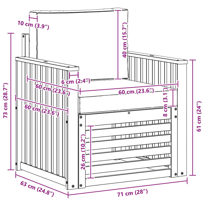 Canapea de exterior Lemn de acacia solid și poliester natural - WALTI WALTI