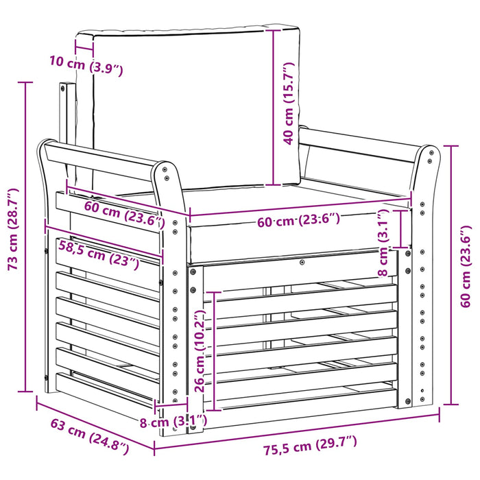 Canapea de exterior Lemn de acacia solid și poliester natural - WALTI WALTI