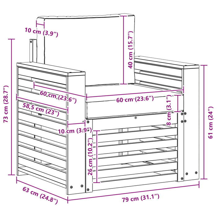 Canapea de exterior Lemn de acacia solid și poliester natural - WALTI WALTI