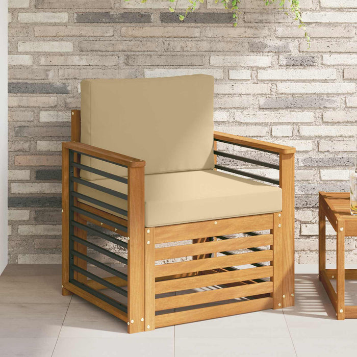Canapea de exterior Lemn de acacia solid și poliester natural - WALTI WALTI