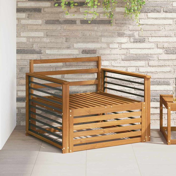 2 Bucată Sofa cu Brațe Lemn Solid de Acacia natural - WALTI WALTI