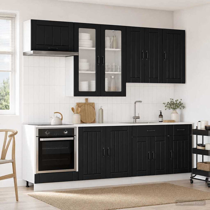 Unitate de bucătărie LUCCA 8 pcs Negru Lemn prelucrat WALTI