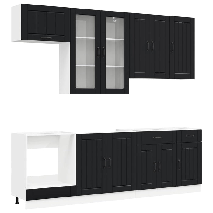 Unitate de bucătărie LUCCA 8 pcs Negru Lemn prelucrat WALTI