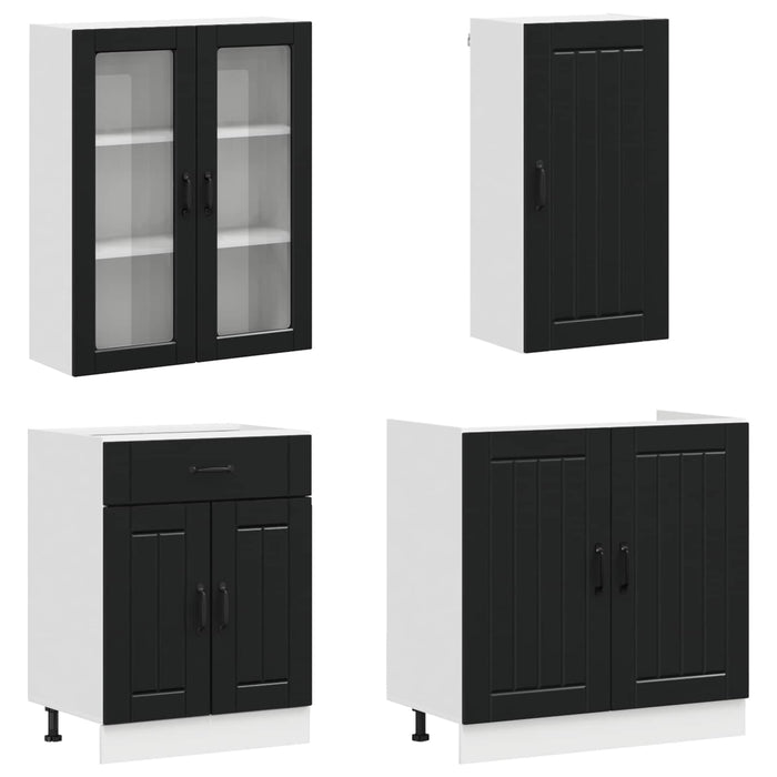 Unitate de bucătărie LUCCA 8 pcs Negru Lemn prelucrat WALTI