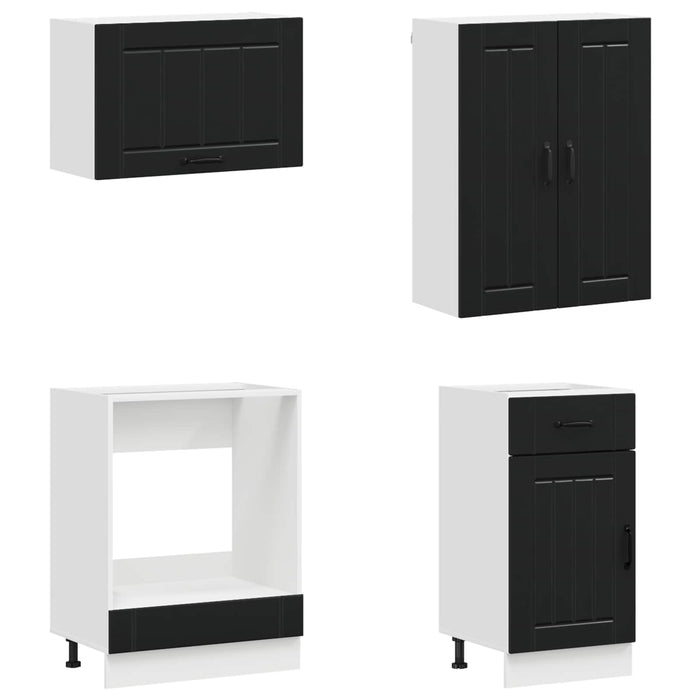 Unitate de bucătărie LUCCA 8 pcs Negru Lemn prelucrat WALTI