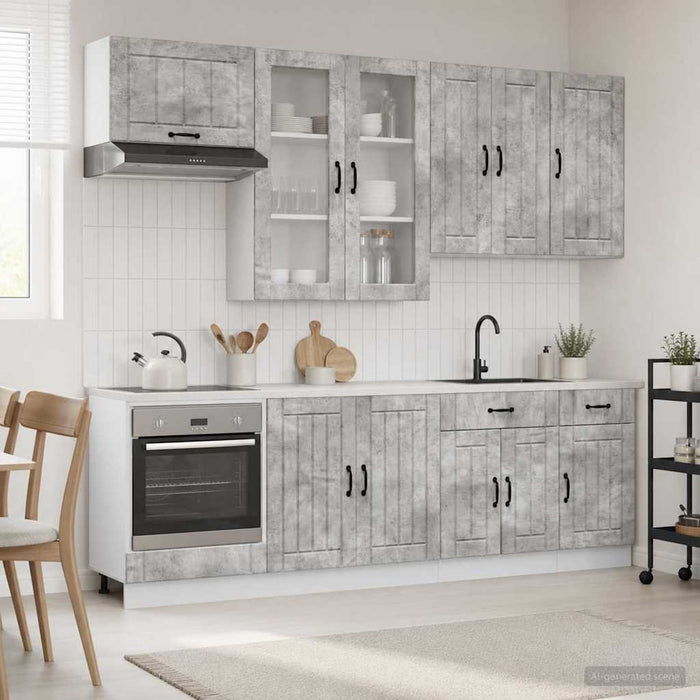 Unitate de bucătărie LUCCA 8 pcs Gri Beton Lemn prelucrat WALTI
