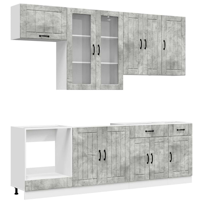 Unitate de bucătărie LUCCA 8 pcs Gri Beton Lemn prelucrat WALTI