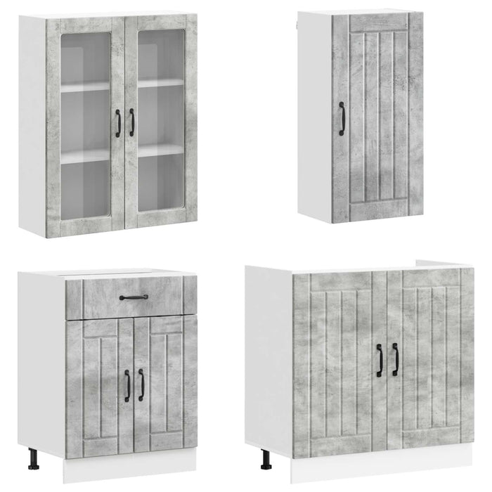 Unitate de bucătărie LUCCA 8 pcs Gri Beton Lemn prelucrat WALTI