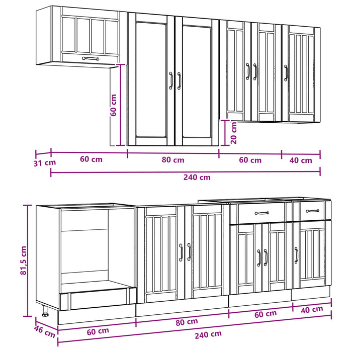 Unitate de bucătărie LUCCA 8 pcs Sonoma gri Lemn prelucrat WALTI