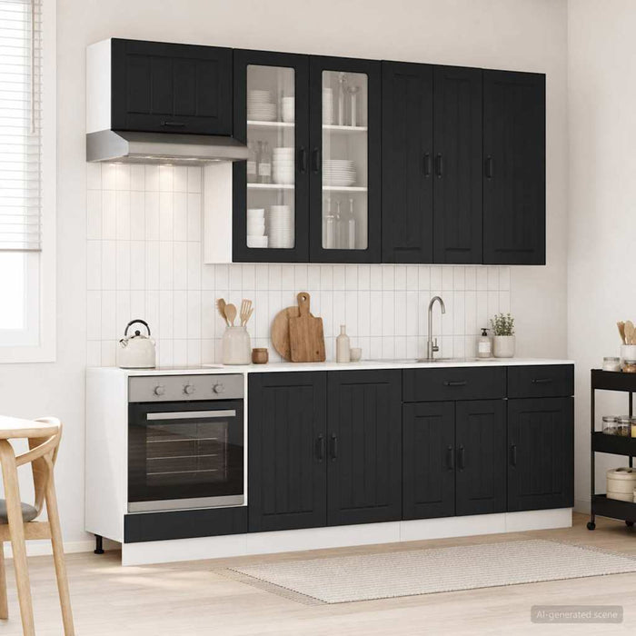 Unitate de bucătărie LUCCA 8 pcs Negru Lemn prelucrat WALTI