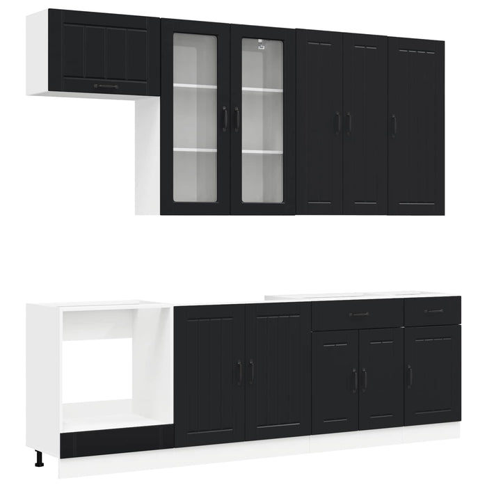 Unitate de bucătărie LUCCA 8 pcs Negru Lemn prelucrat WALTI