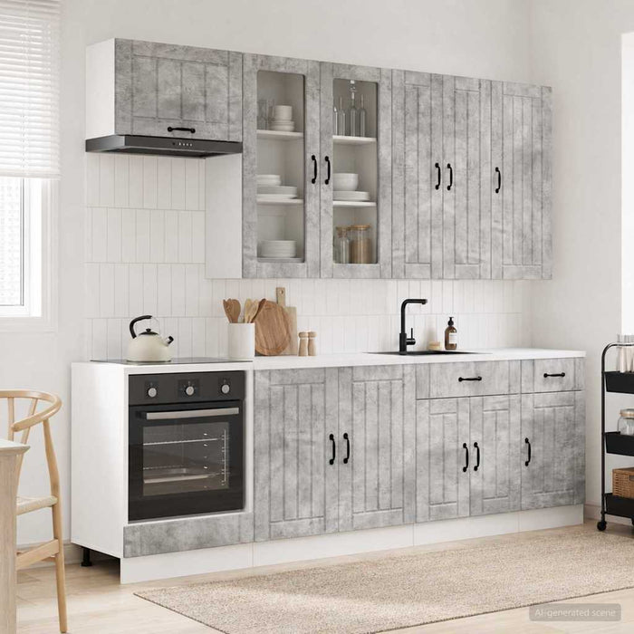 Unitate de bucătărie LUCCA 8 pcs Gri Beton Lemn prelucrat WALTI