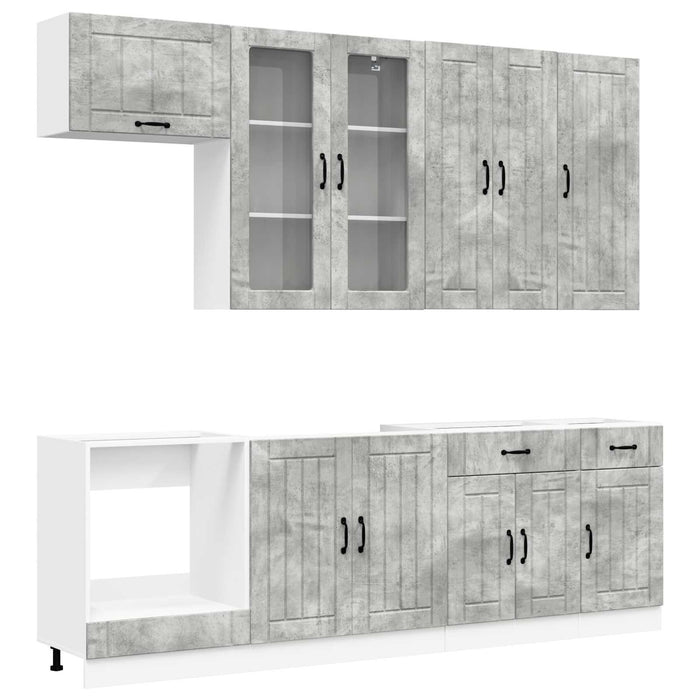 Unitate de bucătărie LUCCA 8 pcs Gri Beton Lemn prelucrat WALTI
