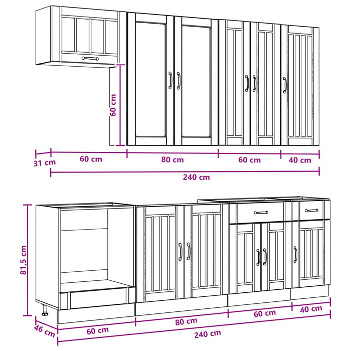 Unitate de bucătărie LUCCA 8 pcs Sonoma gri Lemn prelucrat WALTI